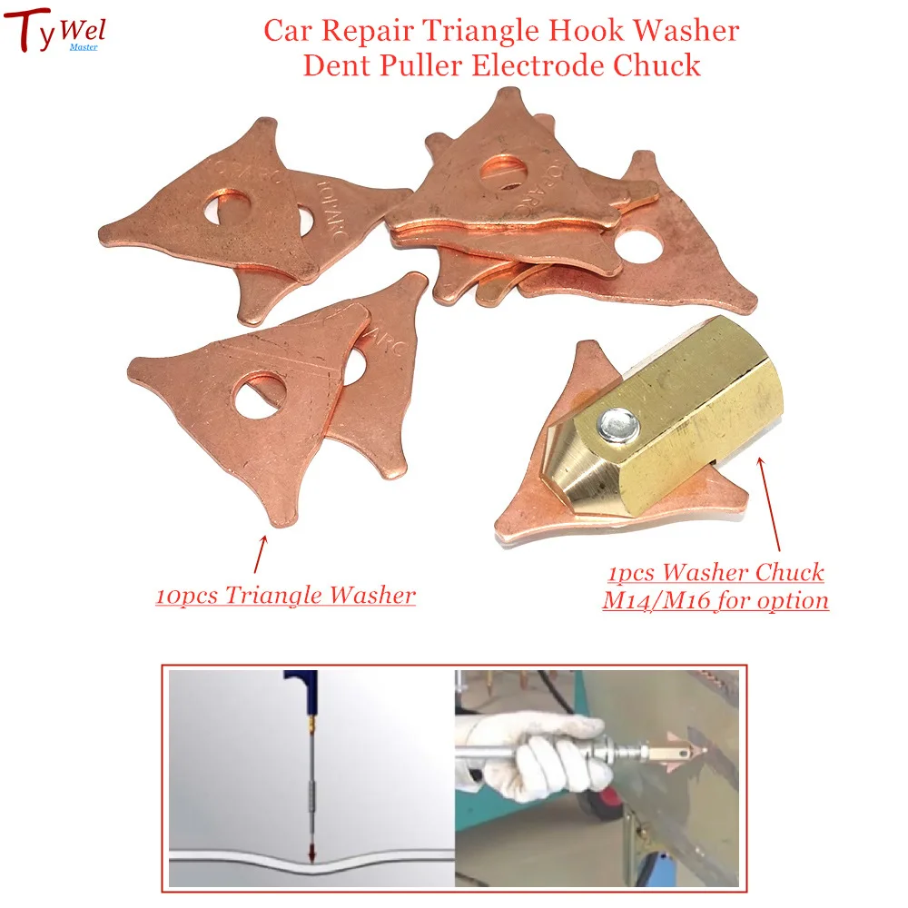 reparacao de carro triangulo gancho arruela dent extrator eletrodo mandril parafuso prisioneiro soldador soldador ponto spotter triplo encurralado almofada 11 pecas 01