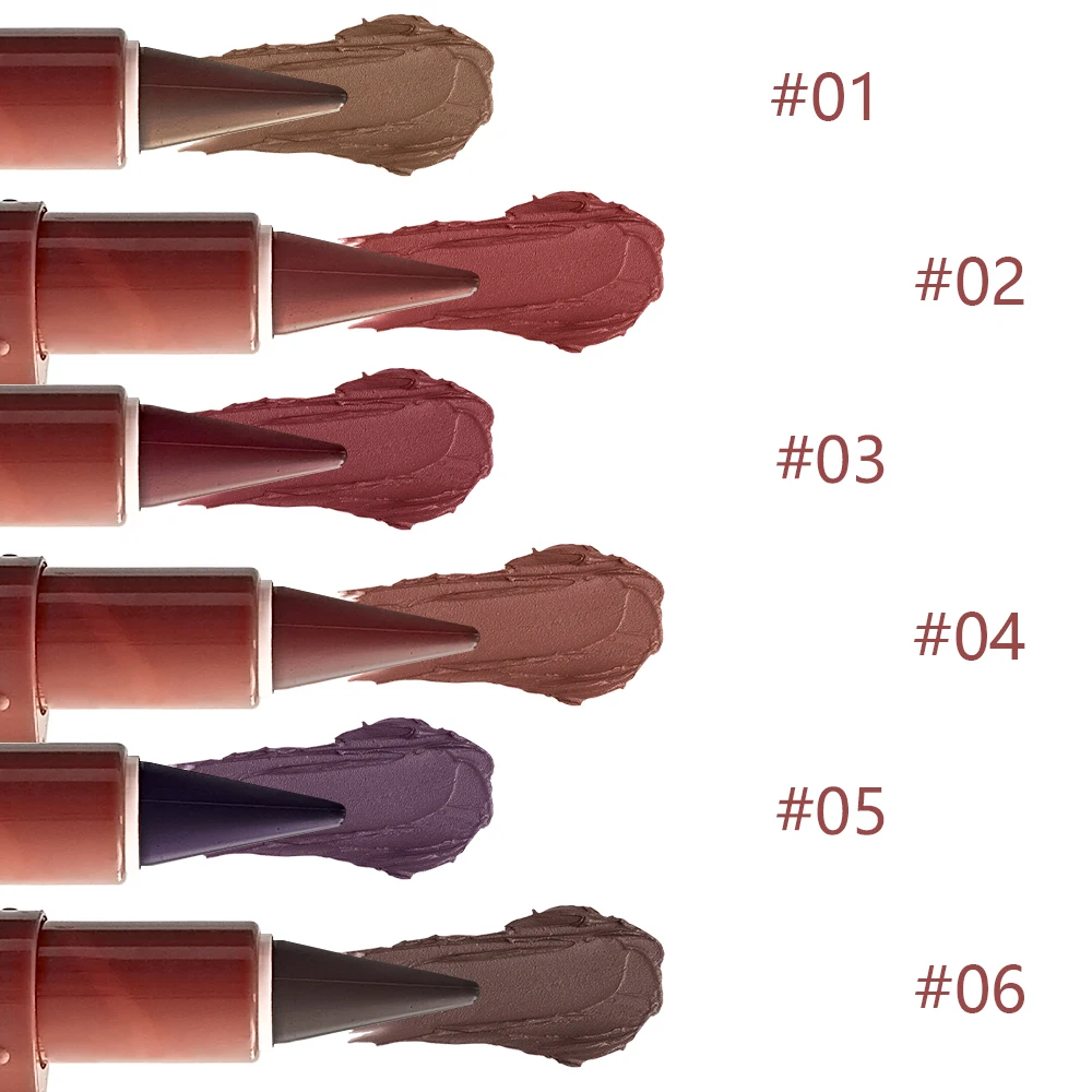 6-color conical gradient lip liner pen - matte black brown velvet lipstick, waterproof and non-greasy, blush and lip color pen,