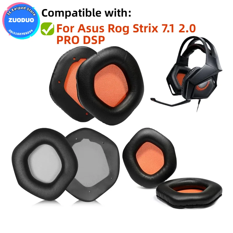 Cuscinetti per auricolari per Asus Rog Strix 7.1 2.0 PRO DSP Cuffie Paraorecchie Custodia per auricolari Spugna per memoria proteica della pelle ZUODUO