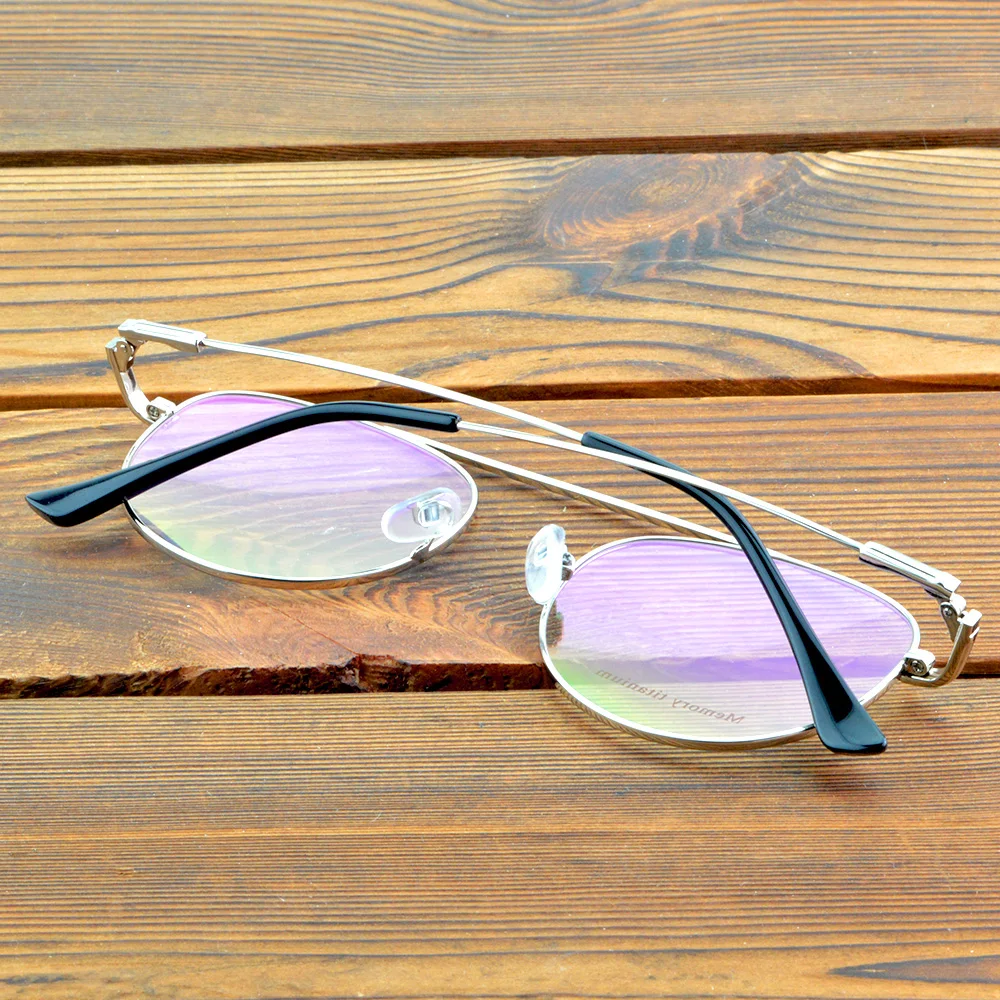 Titanium Alloy Round Super Light Grey Eyeglasses Frame Fashion Spectacle Frame