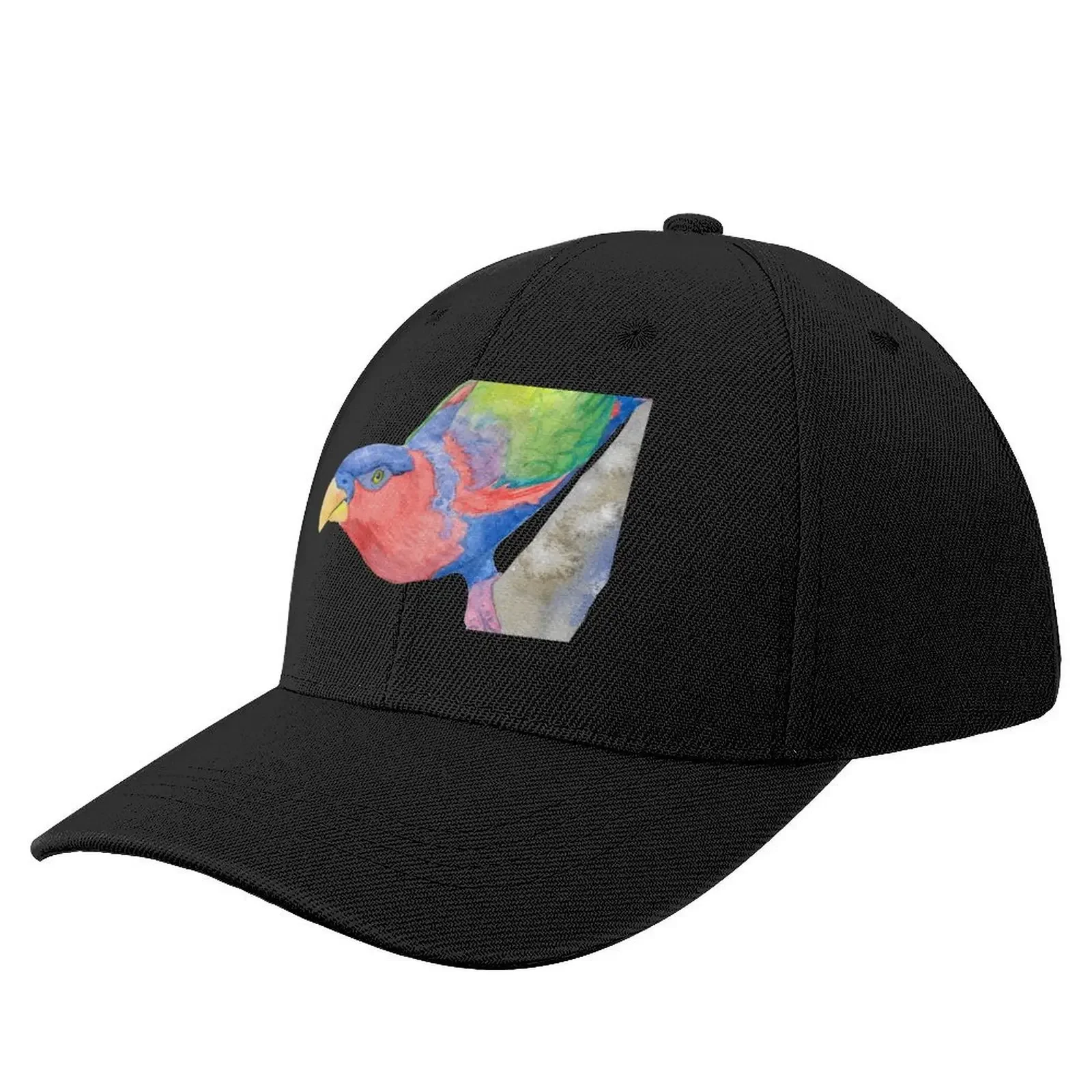 black-capped lory (Lorius lory) watercolor portrait Baseball Cap custom Hat Sunhat dad hat Women's Men's