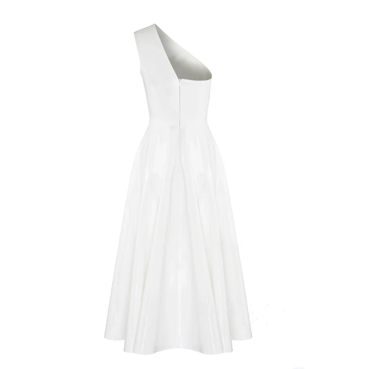 N1158 مأدبة أنيقة ملابس كتف واحد الذاكرة الحلوة أنيقة فستان الزفاف الساتان الأبيض فستان حفلة كوكتيل