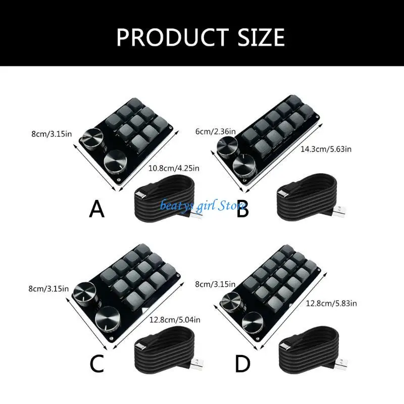 이중 사용자 정의 가능한 노브가있는 C7AB 매크로 키보드, 게임 워크 스테이션의 복잡한 명령을위한 기계식 게임 키패드