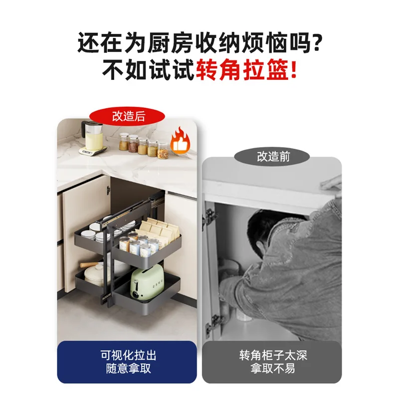 Dishes all pulled out corner rack cupboard