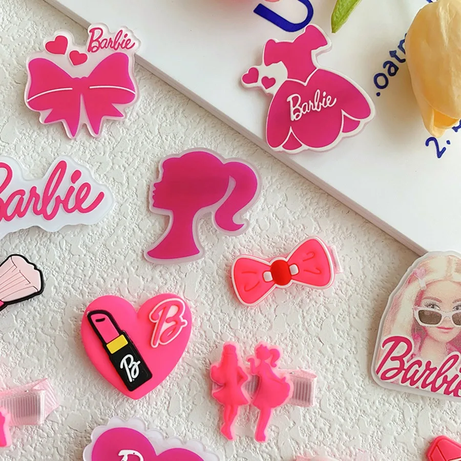 Miniso Children\'s Hair Clips Pink Barbie Hair Decoration Fashion One Word Clip Bb Clip Kawaii Kid and Girl Jewelry Birthday Gif