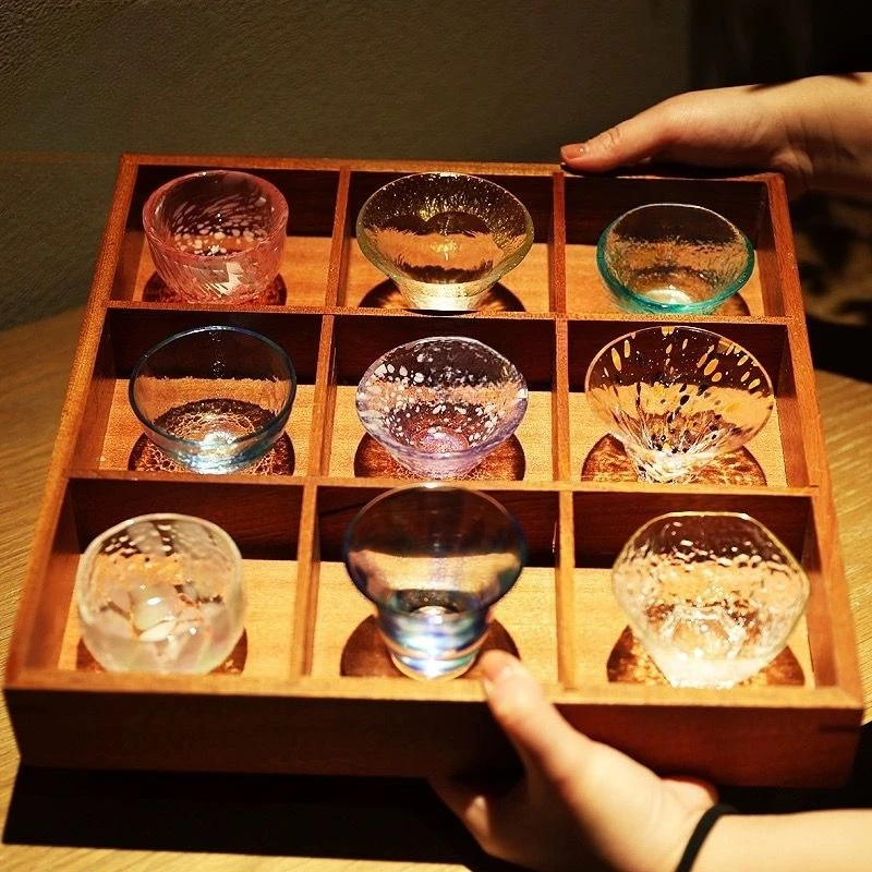 

Jiugongge colored glass, sake cup ice wine cup, fruit wine shochu cup, rice wine cup tea cup