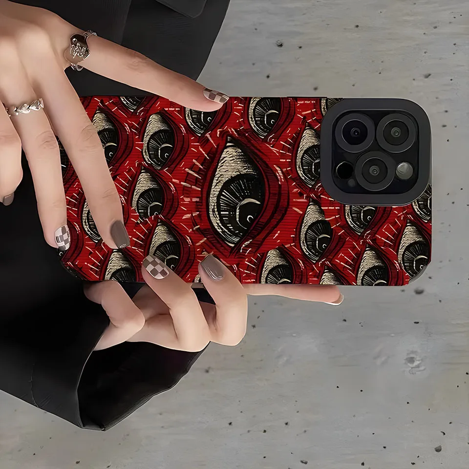 Evil Eyes Pattern Red Eye Silicone Cases For iPhone 15 14 12 11 13 Pro Max Plus Spooky Scary Case Shockproof Cover Accessories image 6