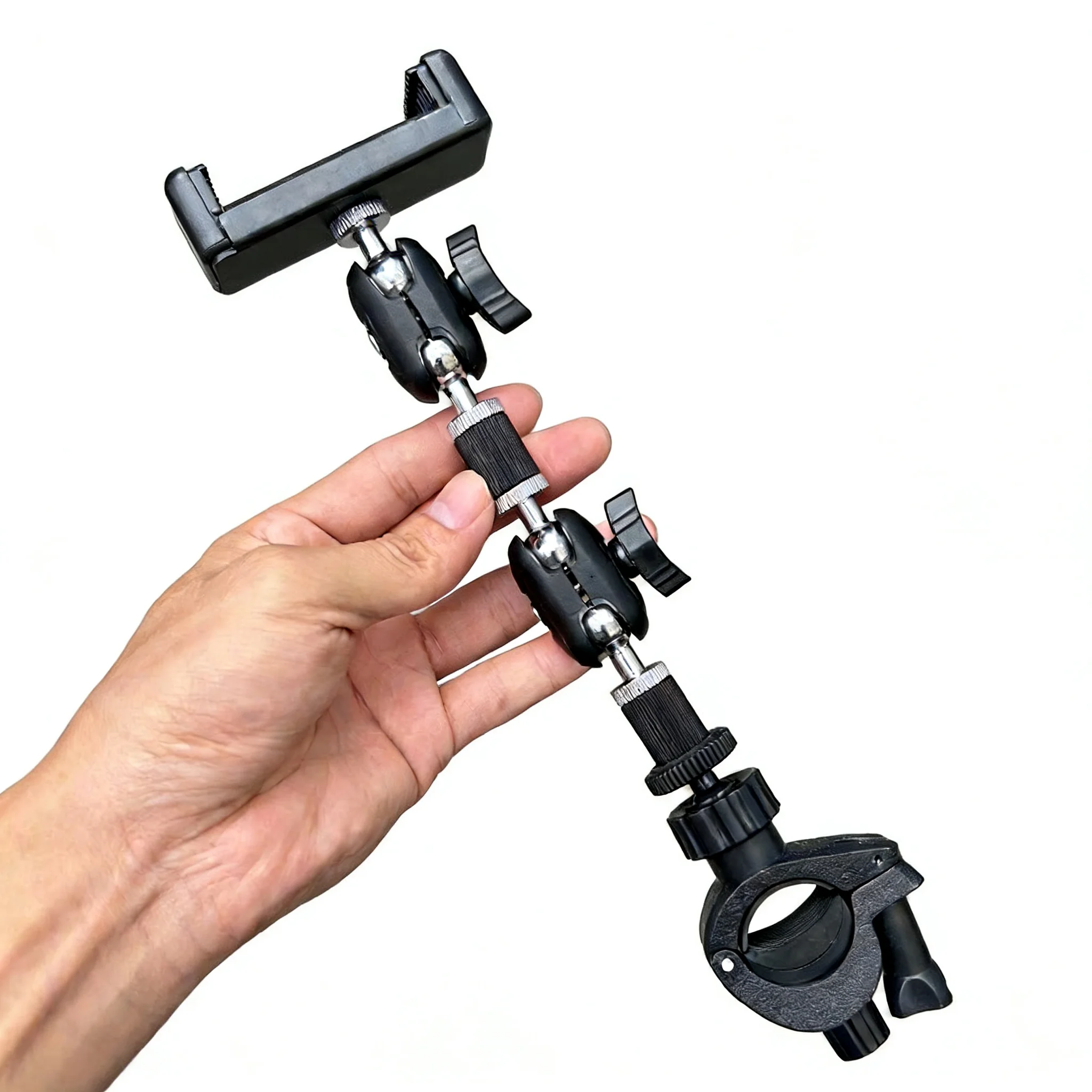 

Universal Bike Phone Holder 360° Rotatable Double Ball Joint Handlebar Mount, Anti-Shock Adjustable Phone Stand for Motorcycle