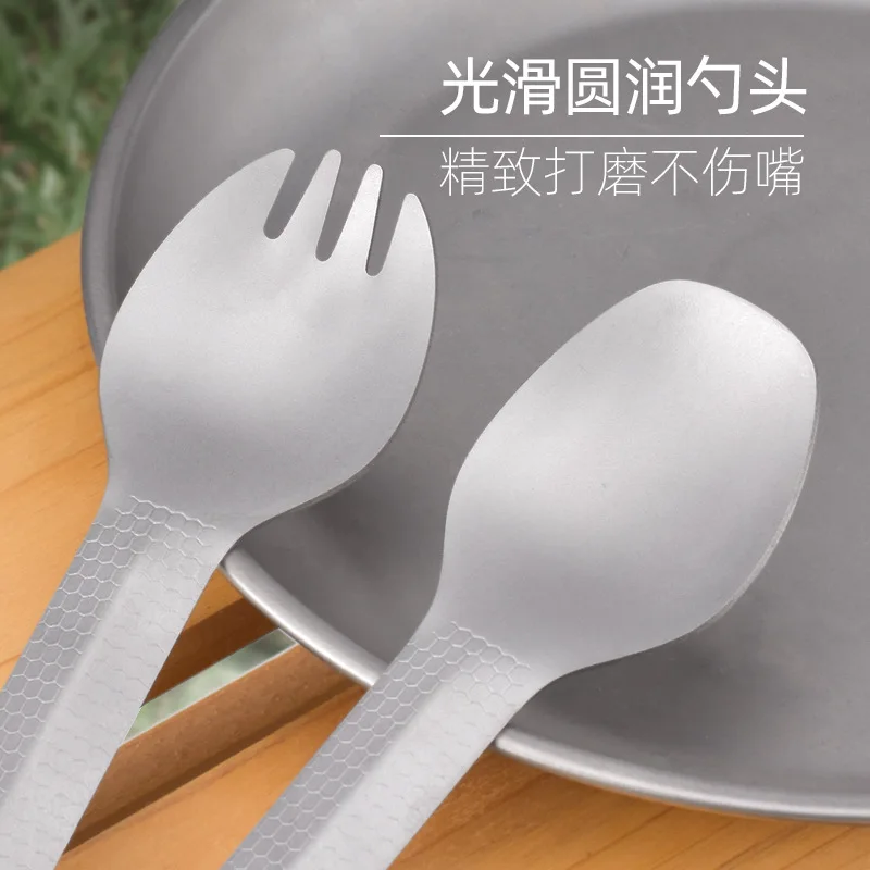 أدوات مائدة للتخييم خفيفة للغاية من التيتانيوم النقي، أدوات مائدة محمولة، خارجية، شوكة، ملعقة، سبيكة، منزل، سفر، A964 #4