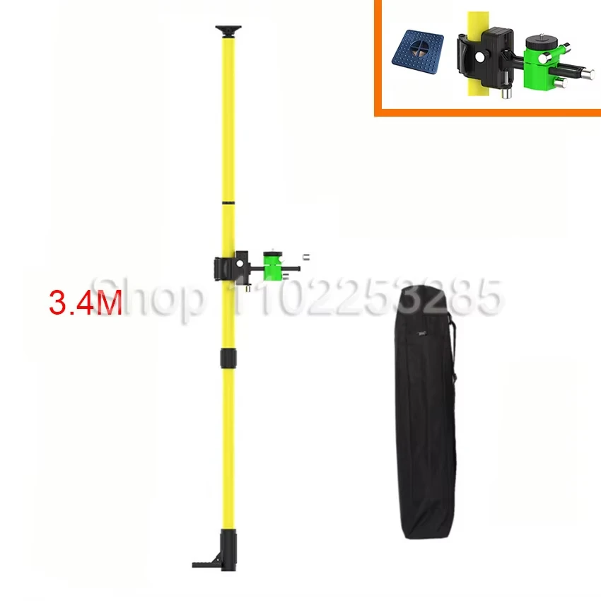 Supporto di supporto per livellatore di linea regolabile in altezza con asta telescopica per staffa di estensione del livello laser da 3,4 M 3,9 M