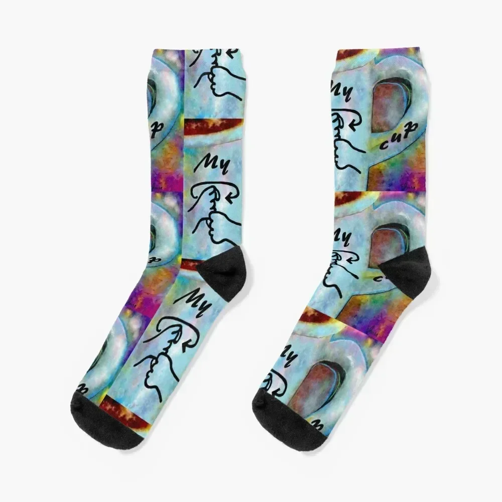 

ASL My Coffee Cup Socks Soccer Run Designer Man Socks Women's