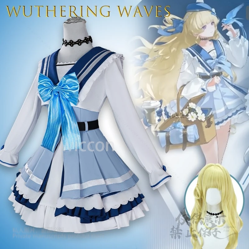 لعبة Wuthering Waves Phoeby Lawson أزياء تنكرية كوسبلاي مجموعة كاملة مع شعر مستعار لحدث صيفي لمؤتمر الرسوم المتحركة