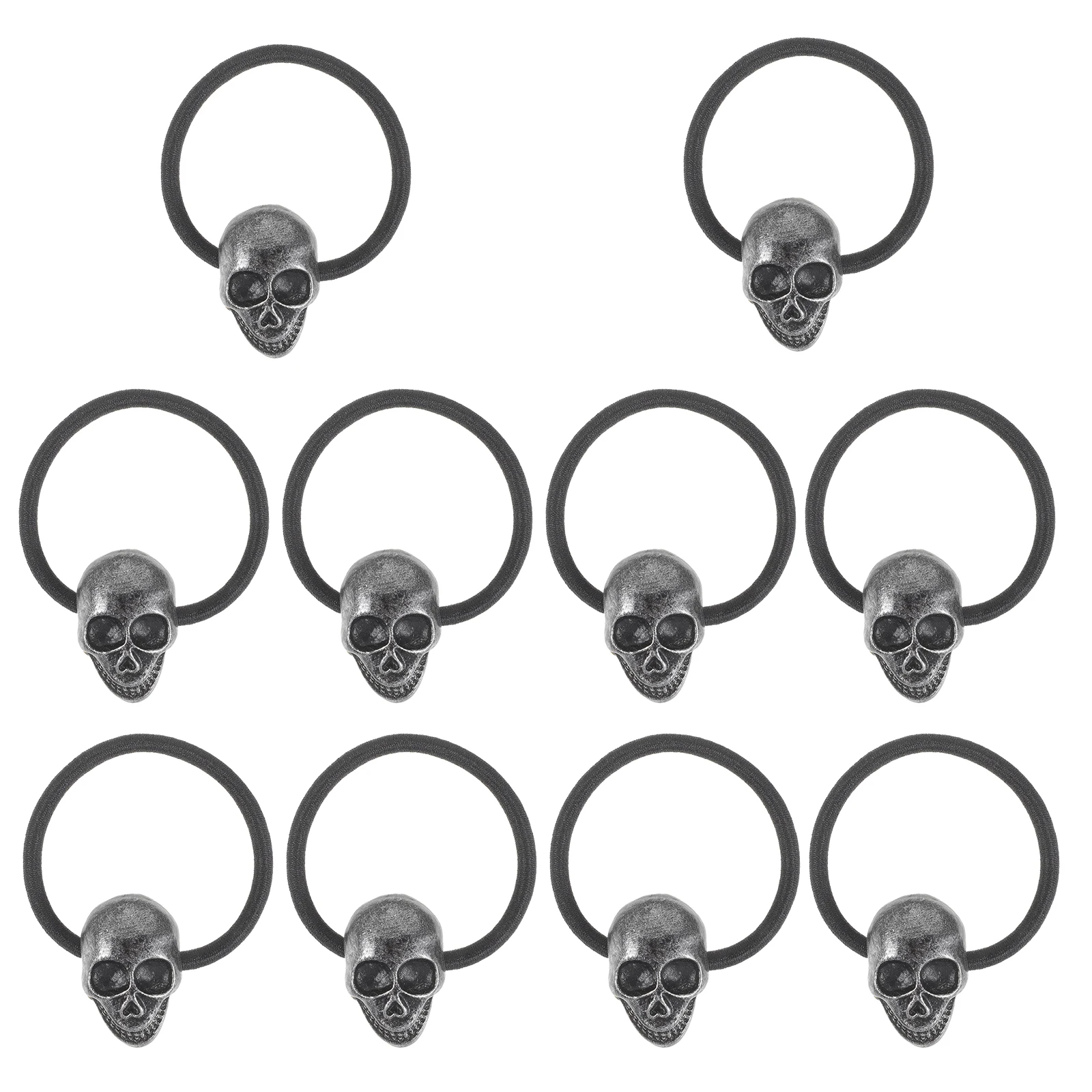 

10Pcs Skull Hair Ties Fashionable Elastic Hair Rings for Women Dance Party Outfit Matching Punk Accessory