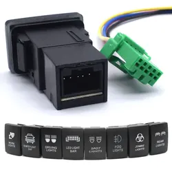 도요타 랜드크루저 야리스 RAV4 블루 LED 좀비 안개등 자동차 버튼 스위치, ON OFF, 12V 전원 조명, 푸시 스위치, 33x22mm