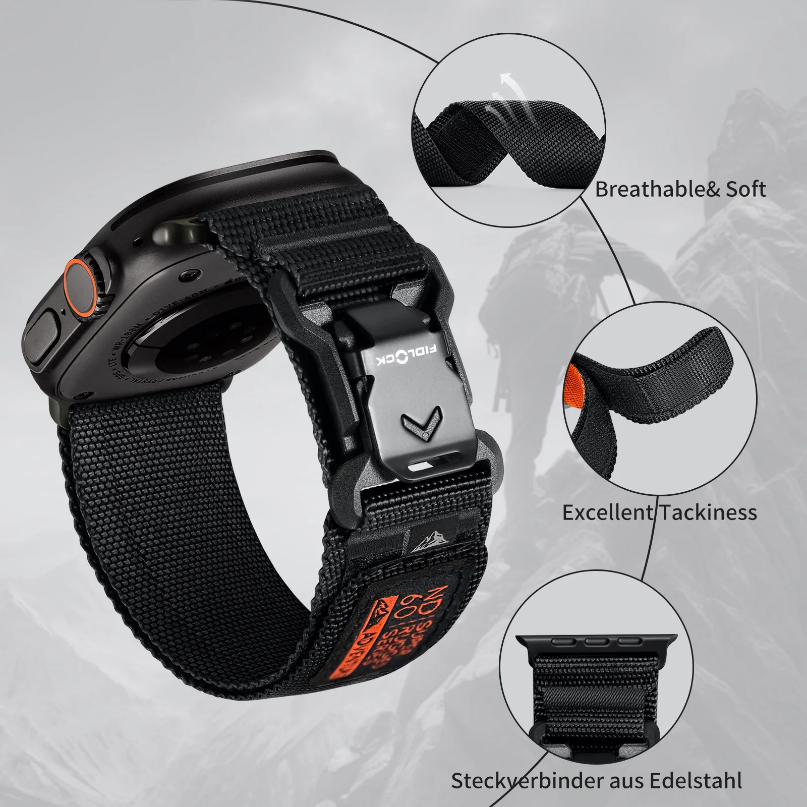 Nylonowy pasek sportowy do Apple Watch Ultra 3 49mm 46mm 45 44 40, magnetyczny pasek z zapięciem V-Buckle do iWatch Series 11 10 9 8 7 6 5