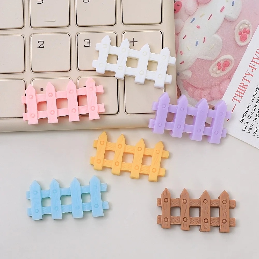 20pcs Colorful Fence Resin Flatback Cabochon Scrapbooking DIY Phone Case Decoration Home Accessories Crafts