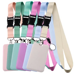 Candy Colors Card Holder Pure Colors Neck Strap Lanyard ID Card Cover Hang Rope Lariat Lanyard for Key Rings Accessories Gifts