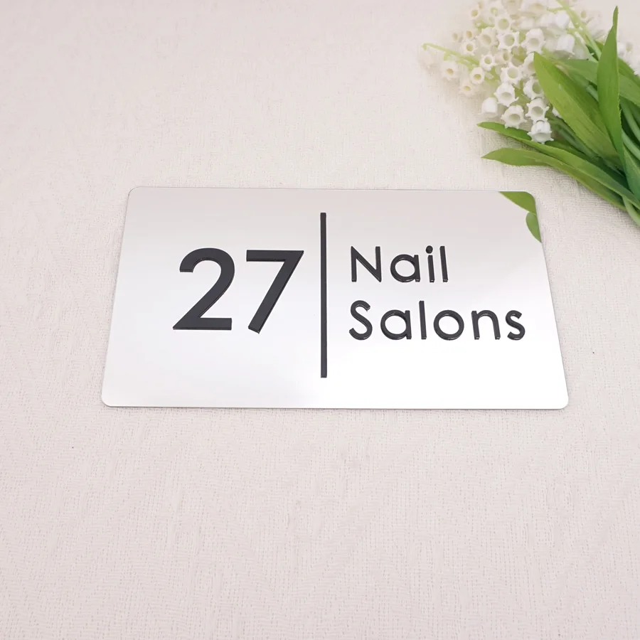 Personalized Modern Acrylic Shop Plaque Company Signboard Store Door Plate Sticker Beauty Salon Office Shop Home SPA Decor