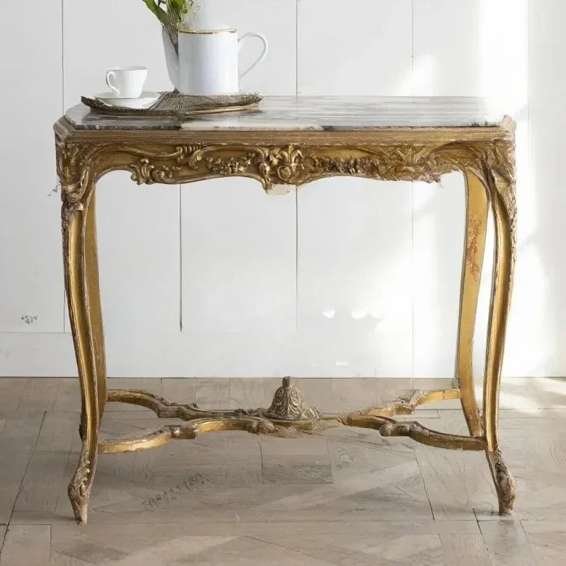 country  retro old carved marble countertop decoration table
