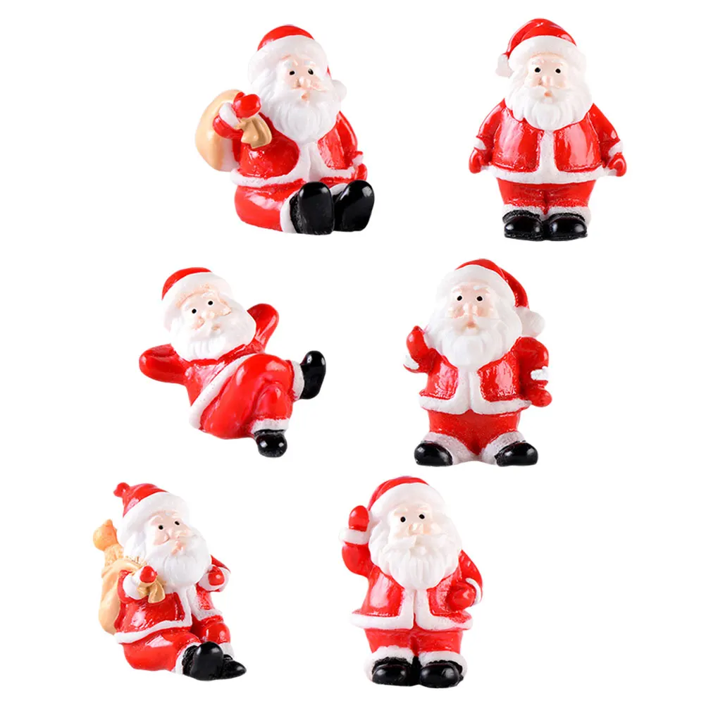 

6Pcs Santa Claus Mini Christmas Snow Scene Ornaments Micro Landscape Winter Decor Snowman Decorations Miniature Mini Decor