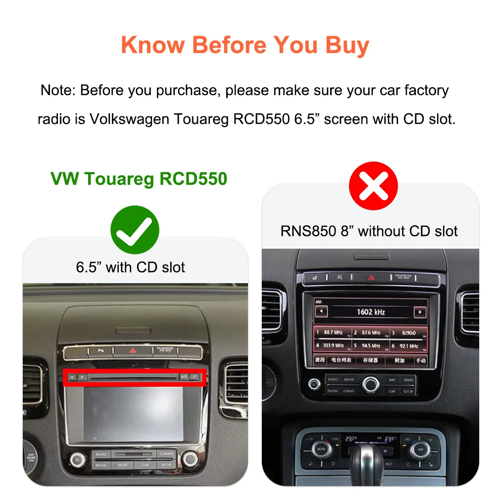Bonroad Wireless Carplay Android Auto Retrofit Decoder Box für Volkswagen Touareg mit 6,5-Zoll-Bildschirm RCD550 2011–2018 Mirroring – Detail 3