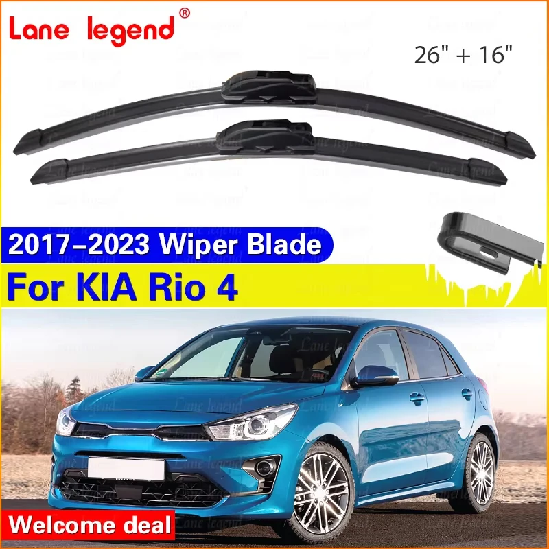 Escobillas Limpiaparabrisas para Kia Rio 4 MK4 2017-2023, 26"+16", Limpiaparabrisas de Goma Natural para Autos