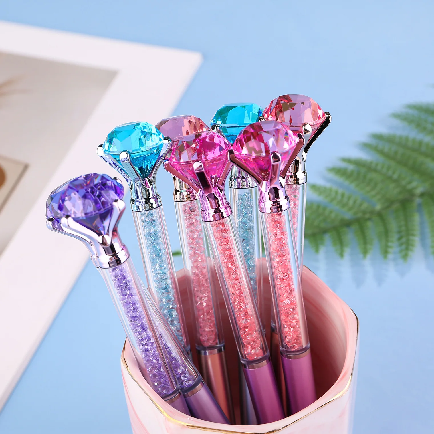 20Pcs Large Crystal Diamond Pens Christmas Gift Shiny Ballpoint Pen Black Ink Pens Suitable For School Office Supplies