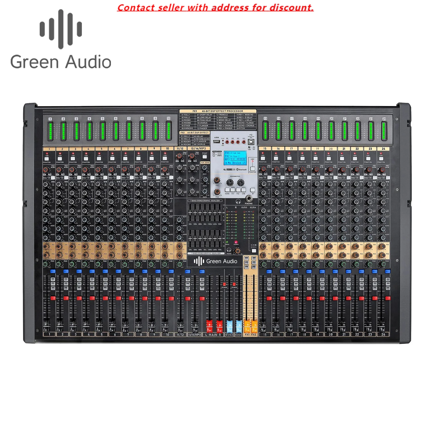 

GAX-TFB24 20-channel Stage Dj Audio Mixer With Sound Card Four Group Output AUX Audio Mixer