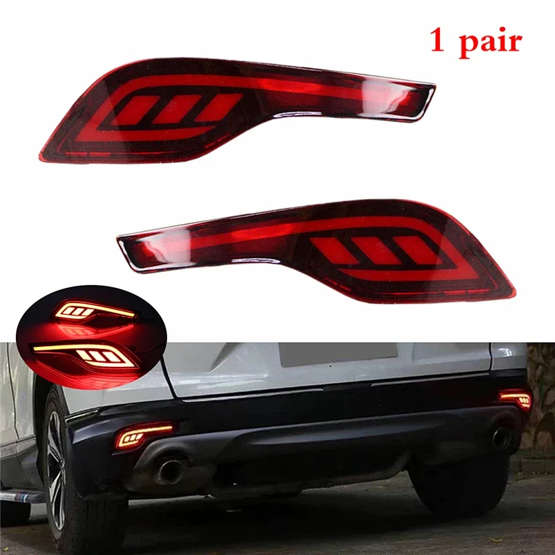 

1 Pair Red Car Styling Rear Bumper Fog Lights LED Multi-function Reflector Tail Lamp Auto Accessories For Honda CRV 2017-2019