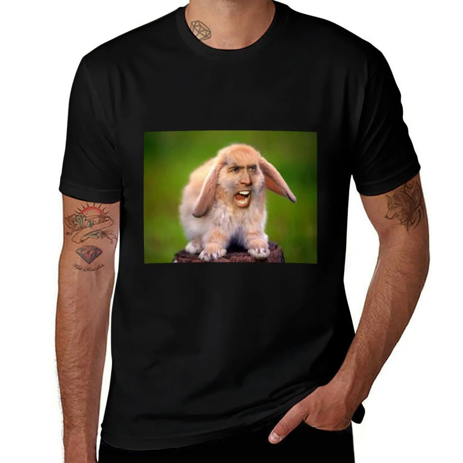 

Nicolas Cage Bunny Photoshop T-Shirt man t shirt summer t shirts for man cotton funny funny t shirts man T-Shirt
