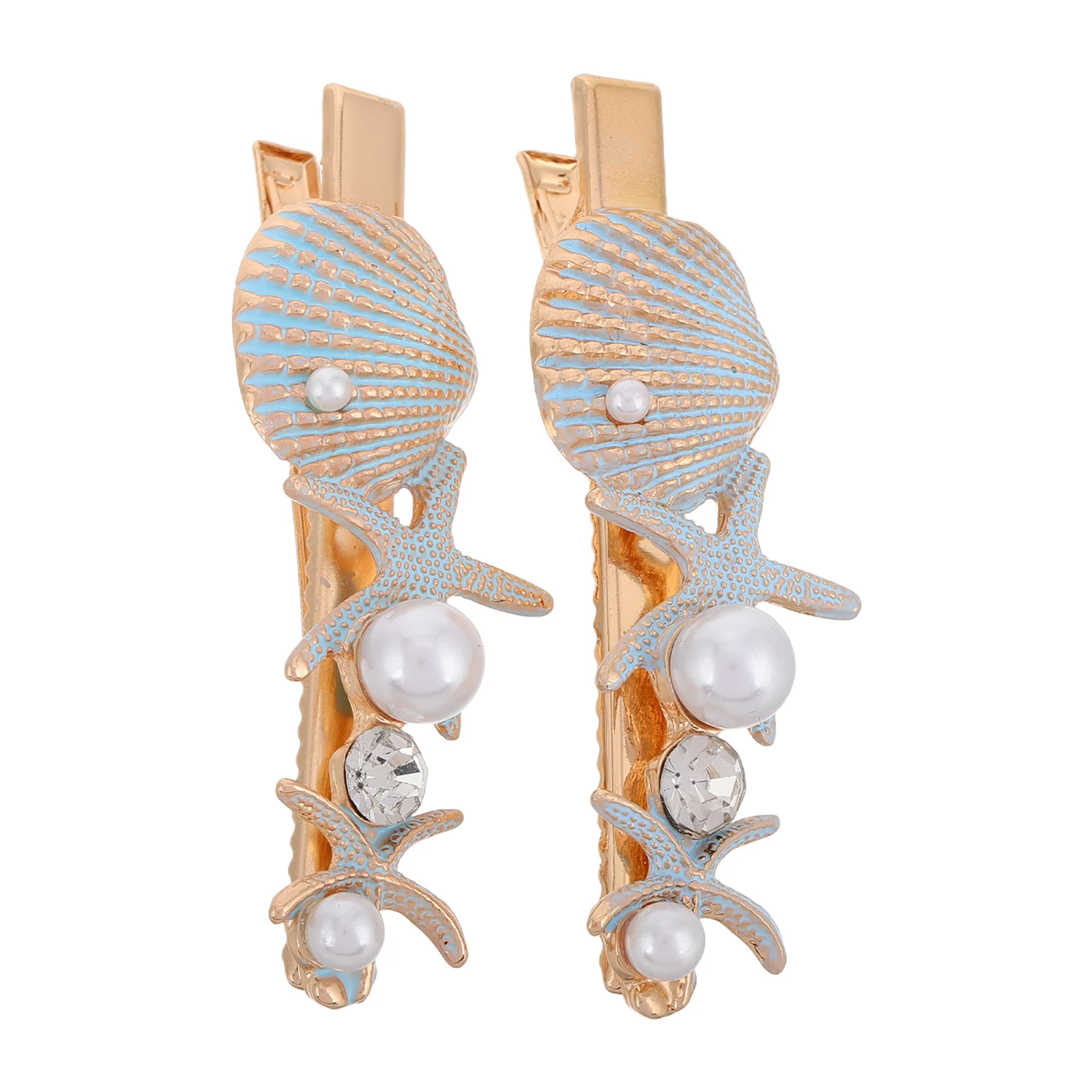 

2Pcs Korean Star Hair Clip Seashell Pattern Alligator Clip for Women Bangs Hairstyle Fixer Cute Hair Styling Accessories Grip