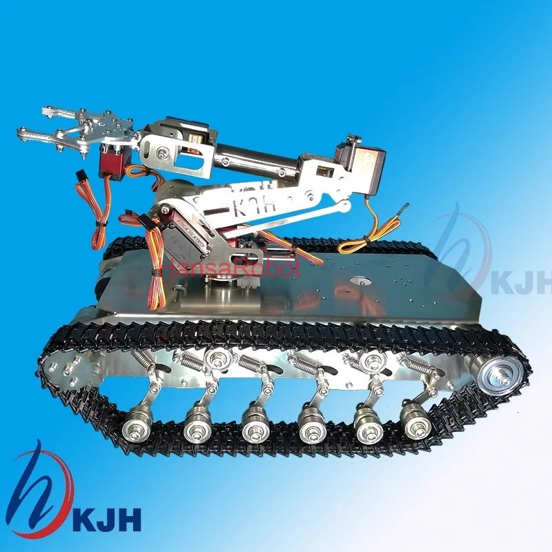 Ammortizzatore a sospensione in metallo con carico da 12 kg, telaio del serbatoio 2WD, auto robot cingolata, auto intelligente in acciaio inossidabile con motore CC