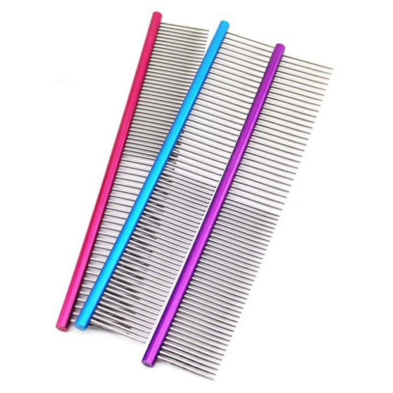 1Pcs Colorful Pet Comb Steel Shedding Dog Grooming Comb Hair Remover Cat Dogs Fur Trimming Cleaning Brush Cats Pets Accessories