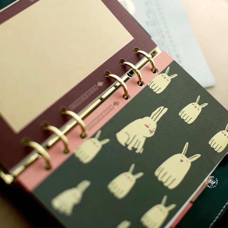 Vintage Little Animals Loose Leaf Notebook Pearl Sides Dividers Cute Index Seperator Diary Planner Stationary