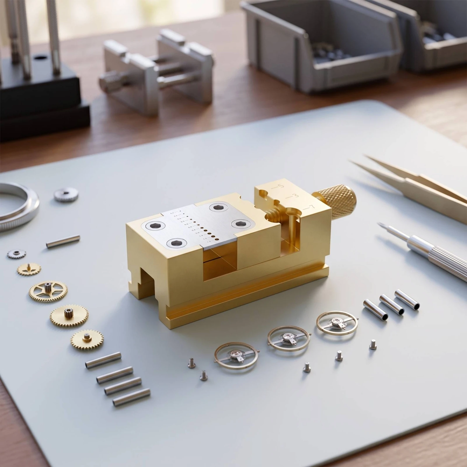 Watchmaker Vise with 11 Holes Knurled Watch Repair Vise Watch Hand Clamp Professional Tool Secure for Watchmakers
