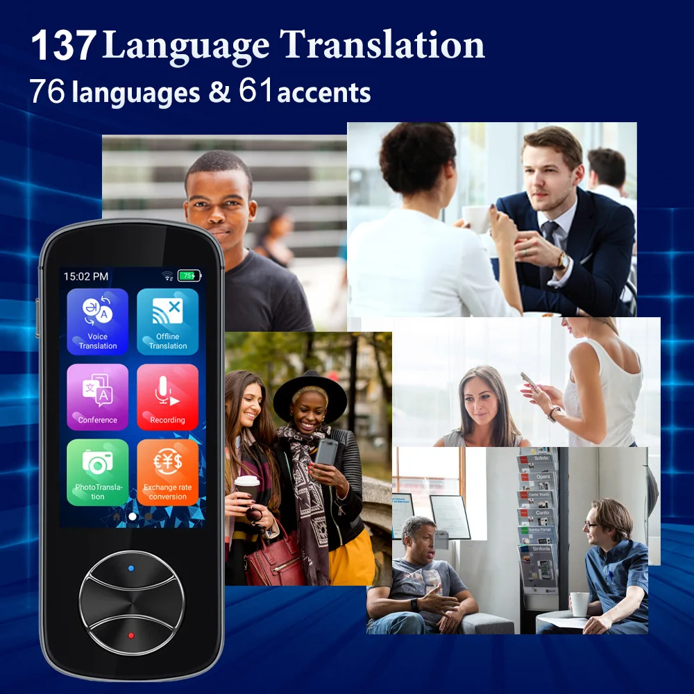 

Newest Smart Translator Voice Multi 137 Languages Portable Audio Support 3 Inch Touch Screen Photo Offline Record Translation