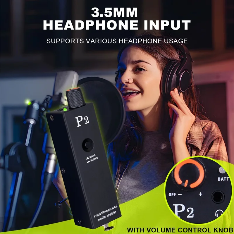 P2 Portable Headphone Amplifier, A Compact Headphone Amplifier Designed Specifically For Music Enthusiasts To Record And Monitor