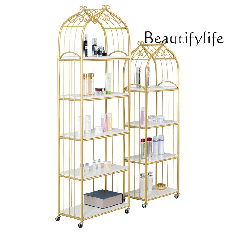 

Nordic Cream Wind Wrought Iron Shelf Bookshelf Multi-layer Floor Display Shelf