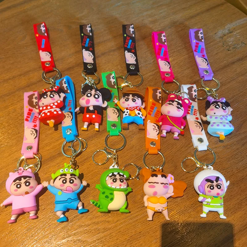 New Crayon Shin-Chan Cartoon Cross Dressing Keychain Backpack Pendant Decoration Funny Model Toys Doll Gifts for Kids Friends