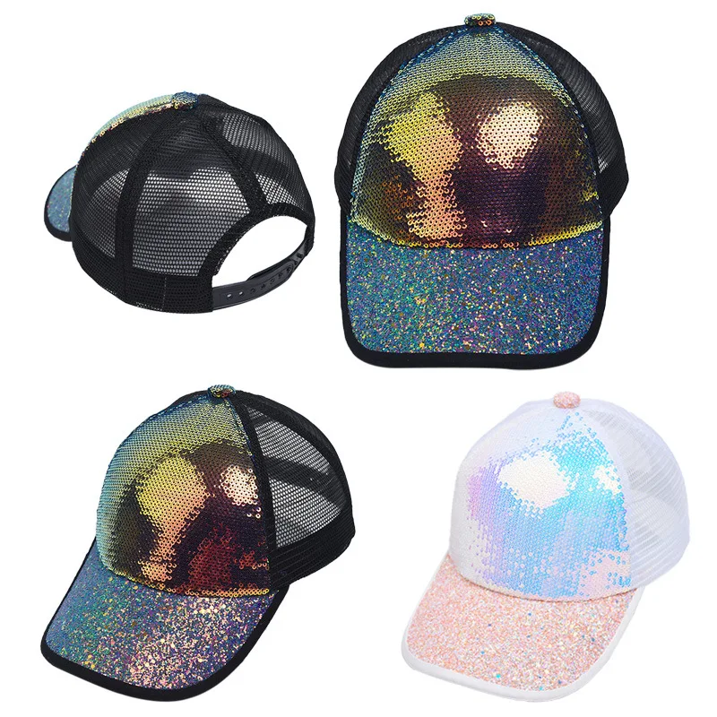 New Shimmering Sequin Baseball Cap for Women, Spring and Autumn, European and American Style, Versatile, Sun Protection