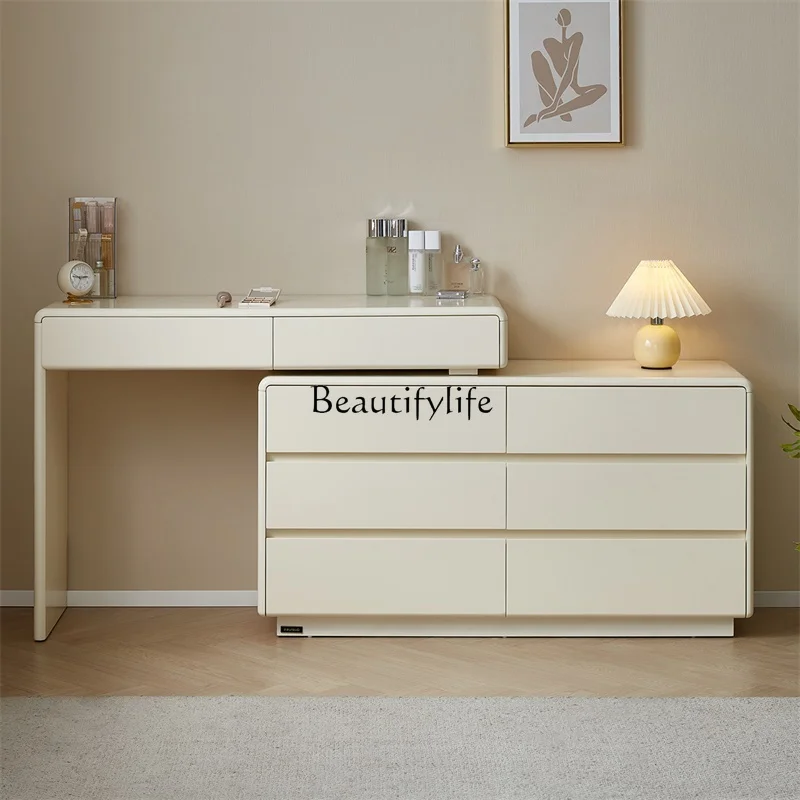 

**Light luxury cream wind large capacity storage retractable dresser
