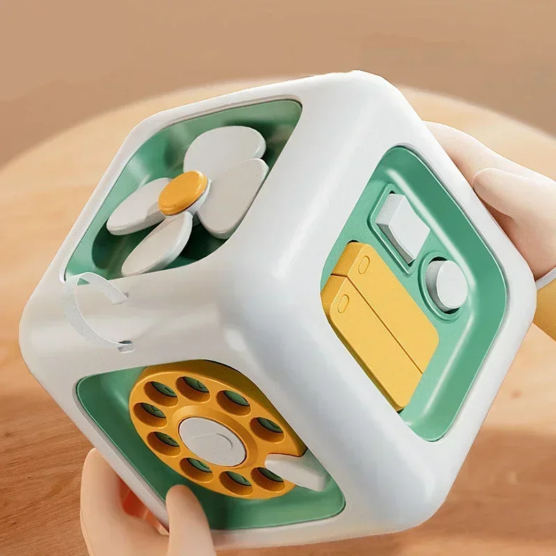 6 in 1 Montessori Educational Toys Sensory Busy Board Baby Practice Skills Drawer Cube Fidget Educational Toys for Girl Boy