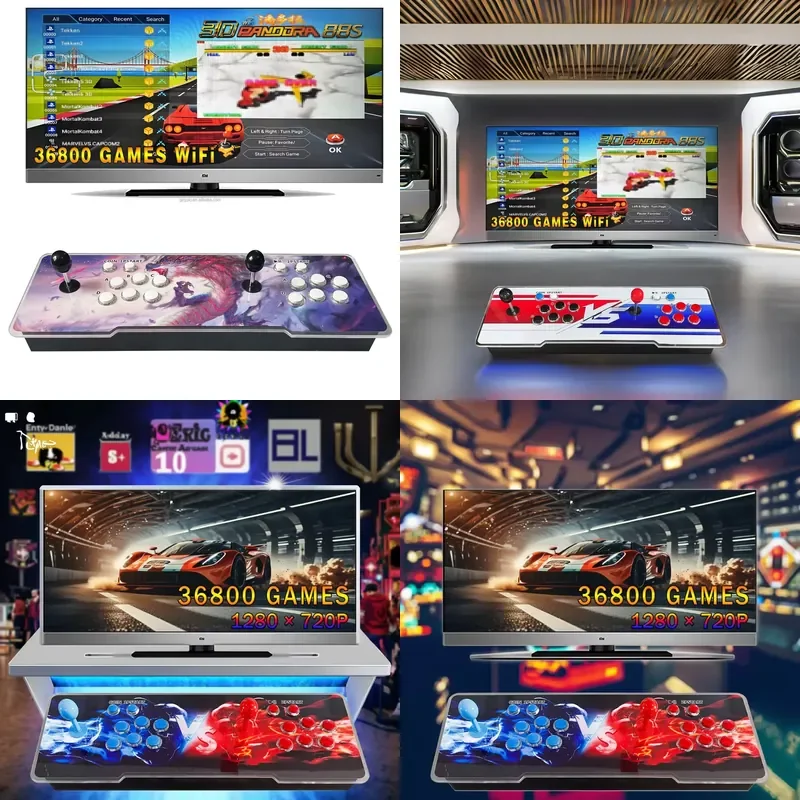 box retro 36800 dual joystick arcade game machine wired connection US standard plug 64GB memory