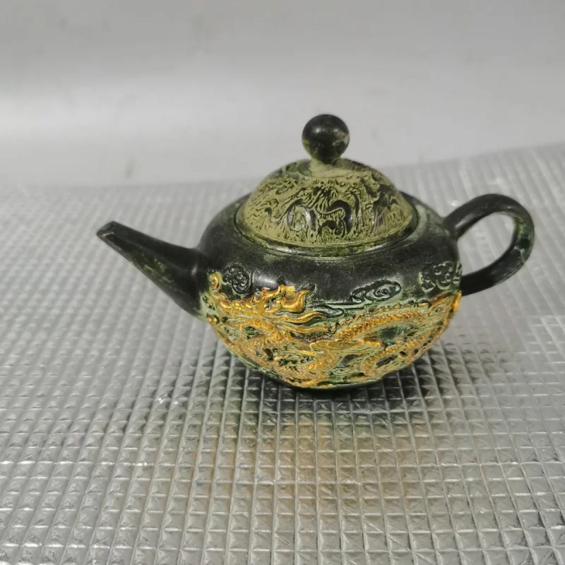 Qianlong Year Tea Pot Dragon and Phoenix Auspicious Tea Pot Wine Pot Small Pot Dragon Flying Phoenix Dancing Pot Antique Imitati