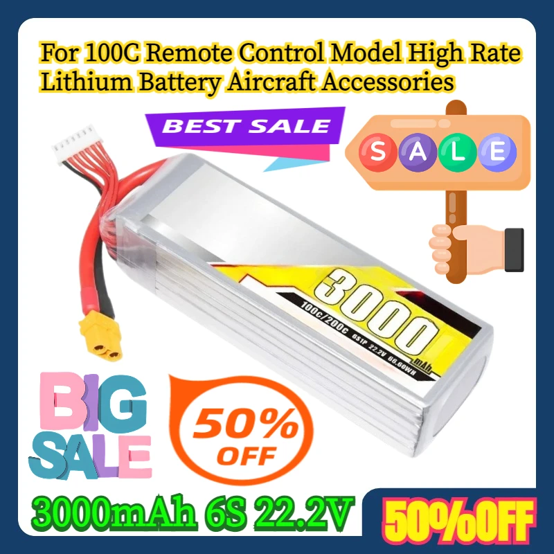 

For 3000mAh 6S 22.2V 100C Remote Control Model High Rate Lithium Battery Aircraft Accessories