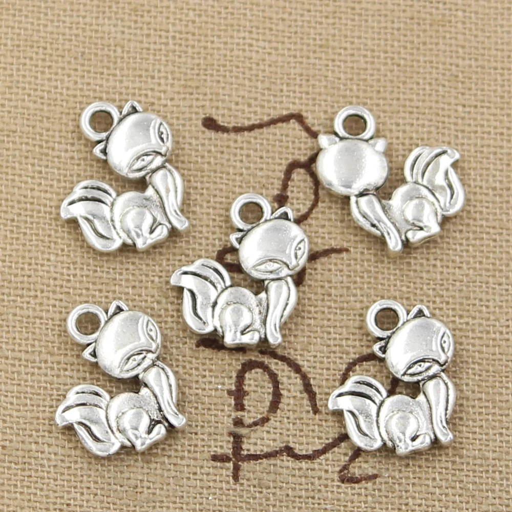 20pcs Charms Fox 15x14mm Antique Silver Color Pendants Making DIY Handmade Tibetan Finding Jewelry