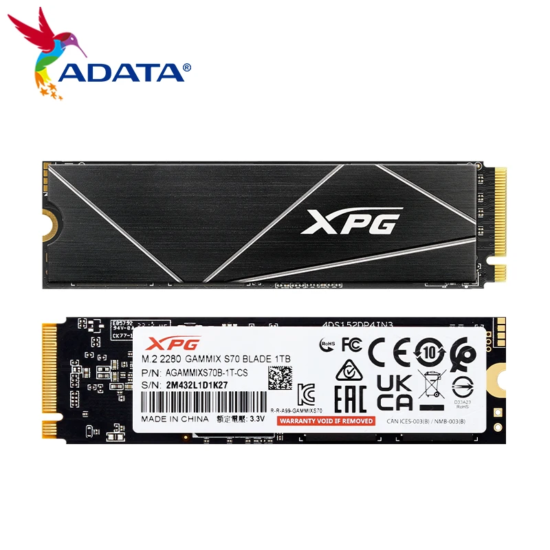 Imagem -03 - Interna de Estado Sólido Gammix Adata-xpg Lâmina S70 M.2 2280 Pcie Gen4x4 Nvme Ssd 1tb 2tb até 7400 mb s Adequada para Ps5 Unidade