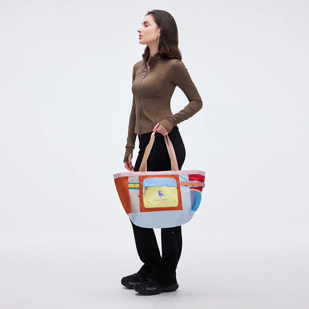 Ohsunny Colorful Handbag Random Color Partition Zipper Bag,Casual Vacation Shopping Valise Durable & Trendy