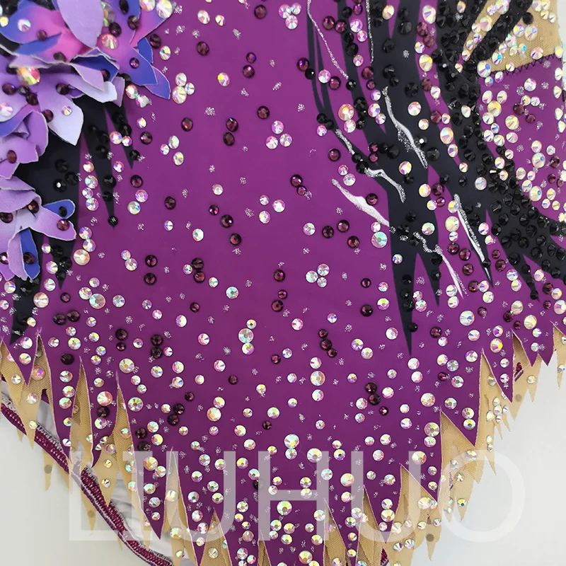 LIUHUO Rhythmic Gymnastics Leotard Purple Competitive Cheerleading Performance For Children
