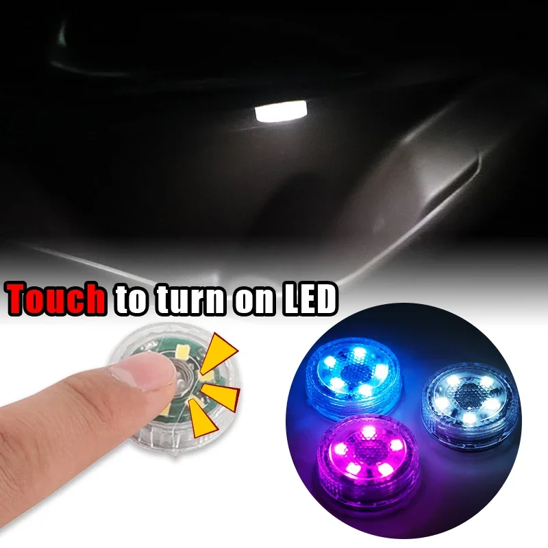 

Car Mini LED Touch Switch Light Auto Wireless Ambient Lamp Portable Night Reading Light Car Roof Bulb Interior Light Accessories